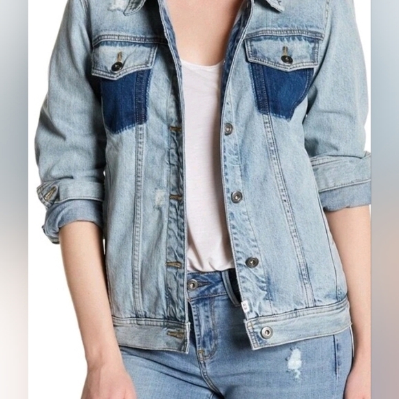 EUC | Melrose & Market | Distressed Jean Jacket XS - Picture 1 of 6